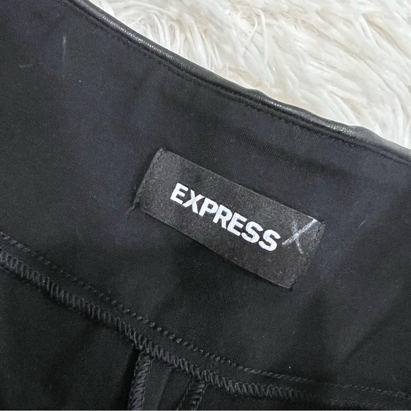 Express Columnist High Waisted Vegan Leather Knit Ankle Pant - Picture 5 of 12